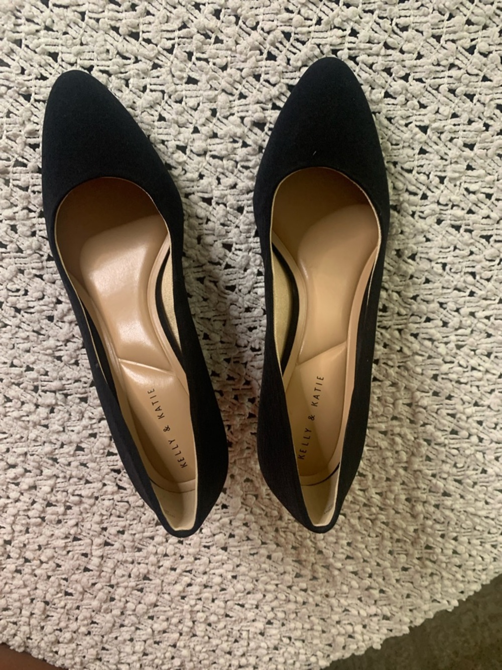 Kelly & Katie Black Pointed Toe Flats with Cushioned Insole